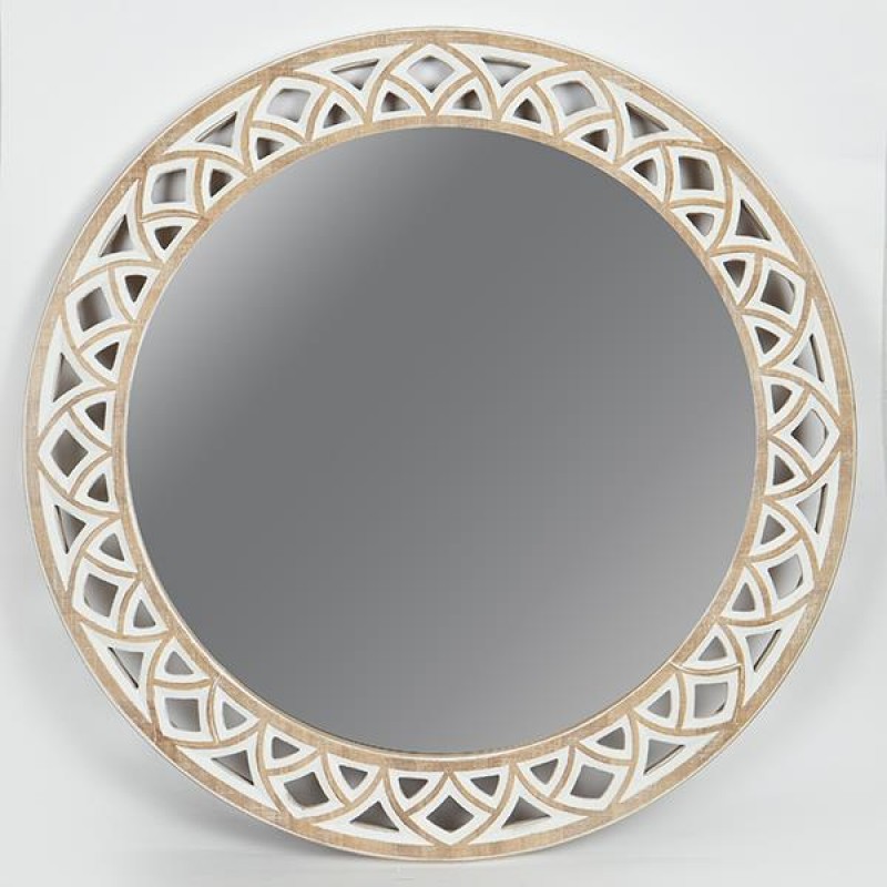 MIRROR,WOODEN , FRAME, WHITE-NATURAL, 80.5x3x80.5cm 751-11026