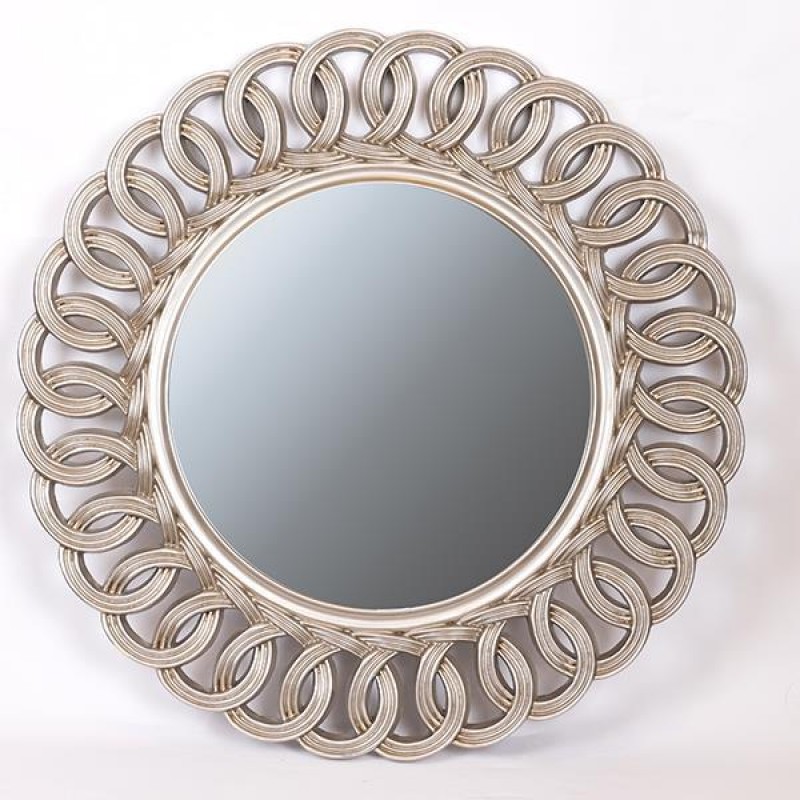 WALL  MIRROR,  PU, SILVER,  90x3x90cm 751-12027