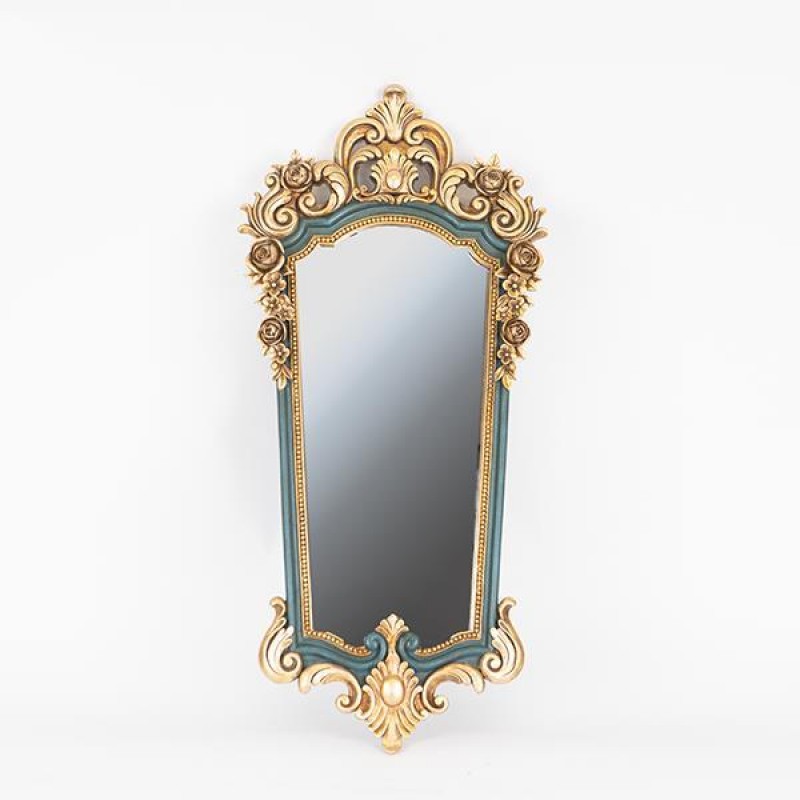 WALL  MIRROR, POLYRESIN,  GOLD-GREEN, 25.2x3.3x53.7cm 751-12033