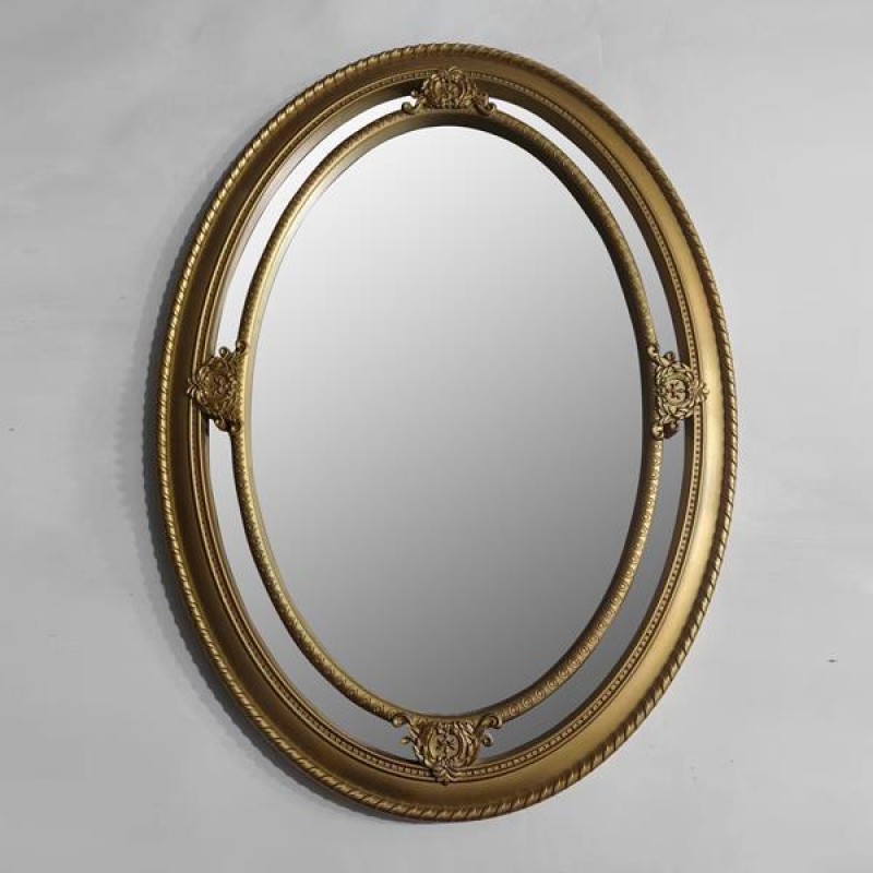 WALL MIRROR, PLASTIC, GOLD, 65x48cm 751-12043