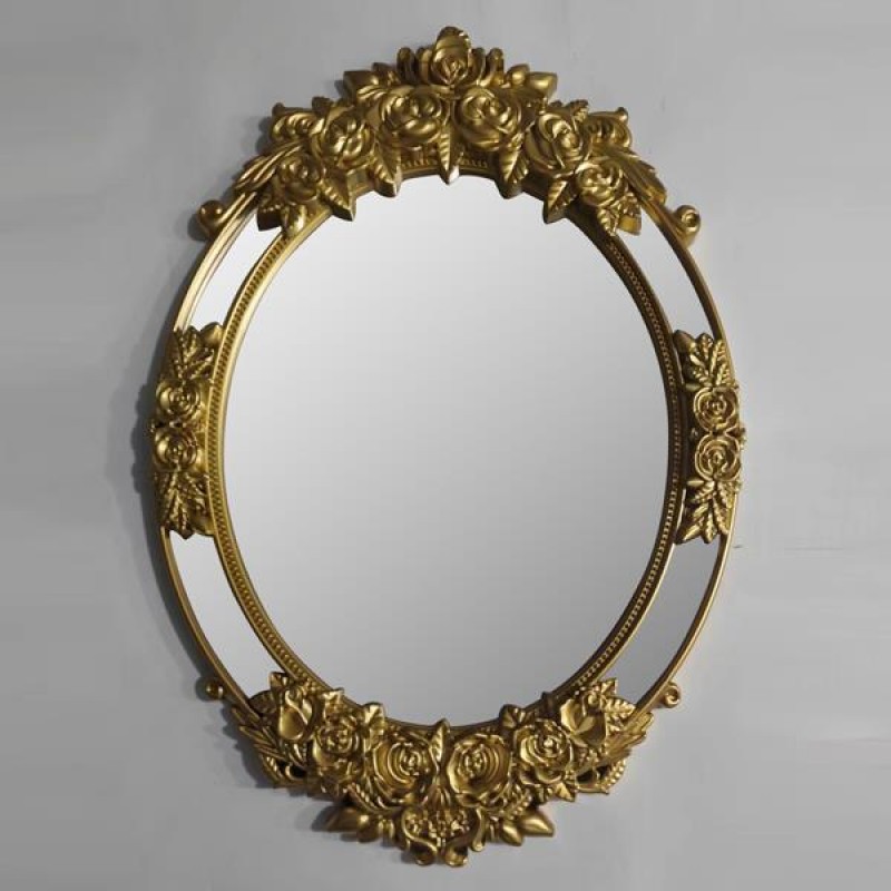 WALL MIRROR, PLASTIC, GOLD, 80x55cm 751-12049