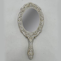 HAND MIRROR, POLYRESIN, WHITE-GOLD, 11.5x2x25cm 751-12061 HAND MIRROR, POLYRESIN, WHITE-GOLD, 11.5x2x25cm 751-12061