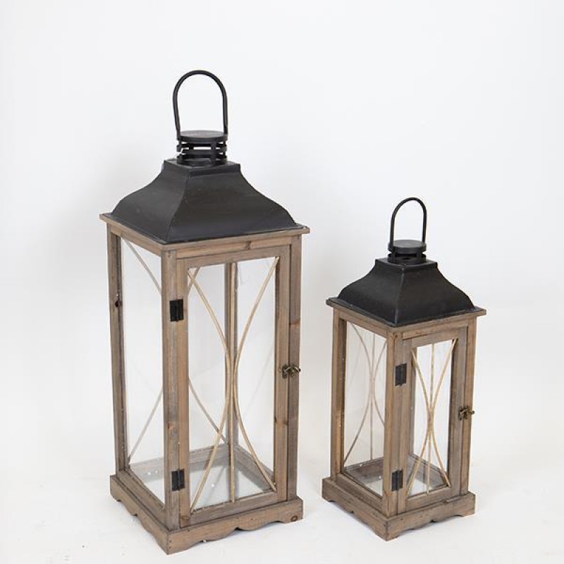 LANTERNS, BROWN COLOR, SET 2PCS,  L:28x28x73cm, S:21x21x52.5cm 752-10011