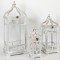 LANTERNS, WOODEN, WHITE, METAL TOP, SET 3PCS, S: 14X14X34,M: 20X20X52, L: 26X26X70cm 752-10023