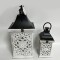 LANTERNS, WOODEN, WHITE, METAL TOP, BLACK, SET 2PCS, 24x18.5x50cm 752-10029