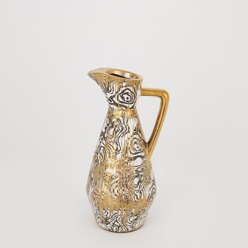 DECANTER, CERAMIC, GOLD & WHITE, 13x13x25.5cm 752-10510