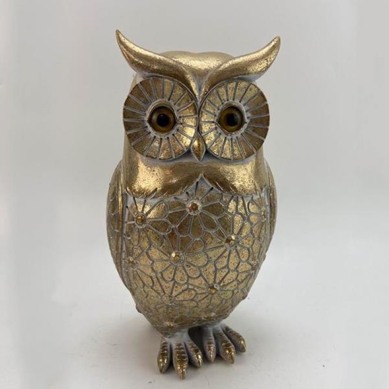 TABLE DECORATIVE, OWL, GOLD, 11x10x20cm 752-11527