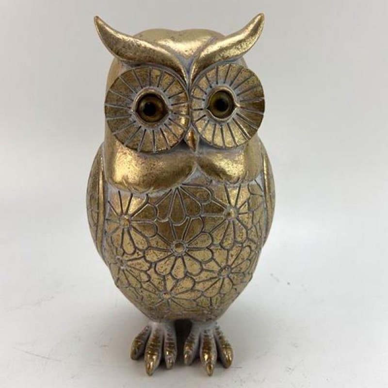 TABLE DECORATIVE, OWL, GOLD, 9x8x16cm 752-11528