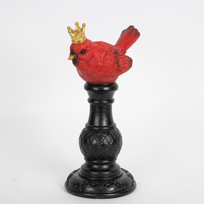 TABLE DECORATIVE, BIRD ON BASE, BLACK &RED, 17.3x12.8x31cm 752-11567
