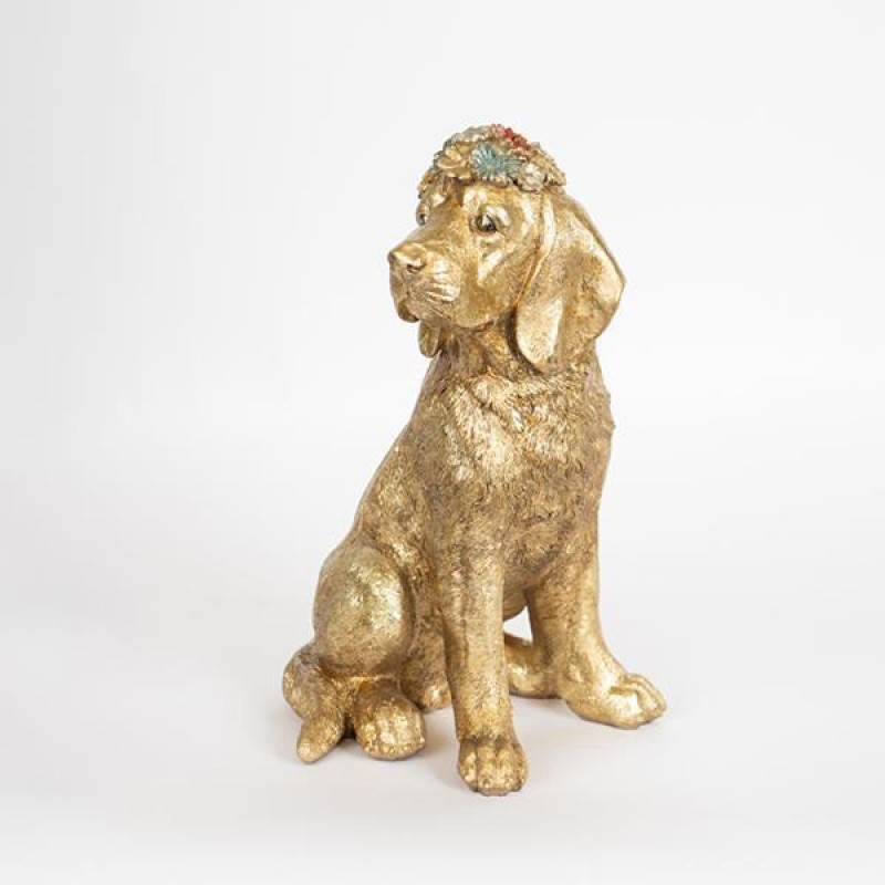 TABLE DECORATIVE, DOG, GOLD, 21.5x20x34cm 752-11589