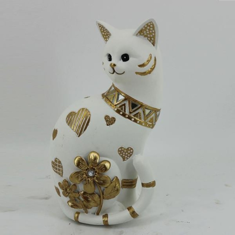 ДЕКОРАТИВНА ФИГУРКА КОТКА СЪС СЪРЦА И ЦВЕТЯ
