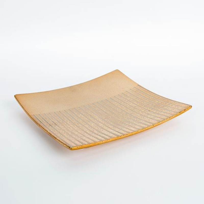 DECORATIVE PLATTER, CERAMIC, GOLD,28.5x28.5x4cm 752-15015