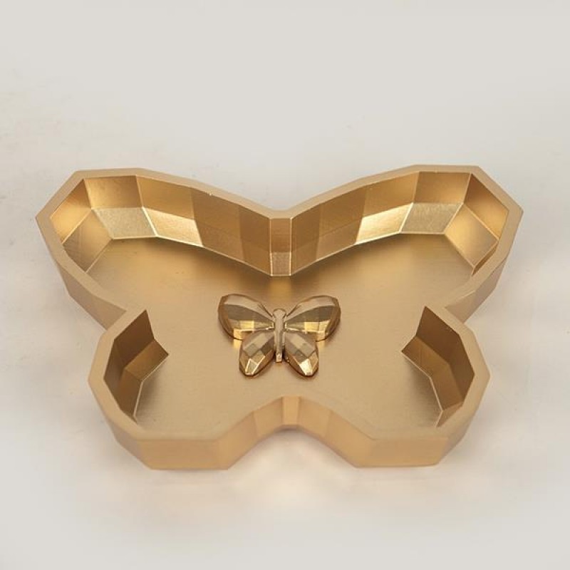DECORATION  PLATE, POLYRESIN, BUTTERFLY, GOLD, 20.3X16,7X2.6 752-15016