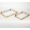 TRAY, METAL, WITH MIRROR, GOLD, SET 2PCS, L:35x25x3.5cm, S:30x20x3.5cm 752-16014