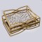 TRAY, METAL, WITH MIRROR, GOLD,SET 2PCS, L:42x30x6,5, S:36x26x6.5cm 752-16044