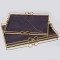 TRAY, METAL, WITH MIRROR, GOLD,SET 2PCS, L:40x30x4.5, S:35x25x3.5cm 752-16046