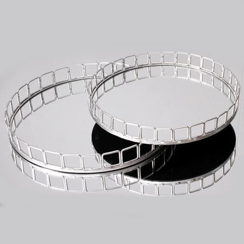 TRAY, METAL, WITH MIRROR, SILVER,SET 2PCS, L:35x35x4, S:30x30x3.5cm 752-16048