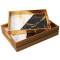 TRAY,PS, WITH GLASS, GOLD-BLACK-WHITE, SET 2PCS, L:40x30x4.5, S:35x25x4.5cm 752-16050