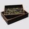 TRAY, PS, WITH GLASS, GOLD-BLACK,SET 2PCS, L:40x30x4.5, S:35x25x4.5cm 752-16053