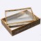 TRAY, PS, WITH GLASS, GOLD,SET 2PCS, L:36x26x3.5, S:32x22x2.8cm 752-16056