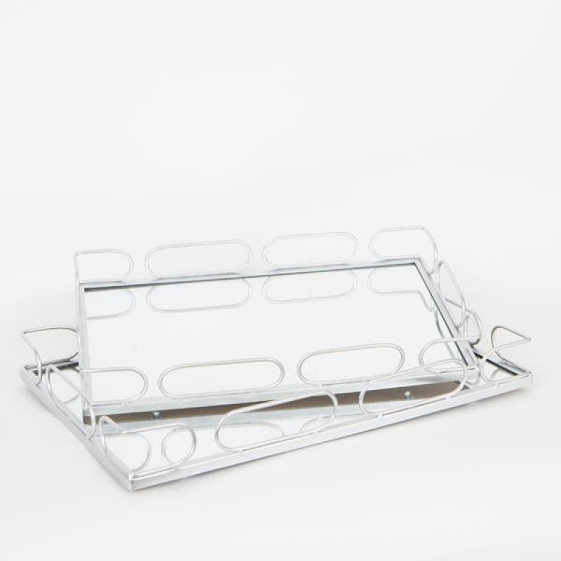 TRAY, METAL,WITH MIRROR, GOLD, 45X30X6CM, 40X24X6CM 752-16095