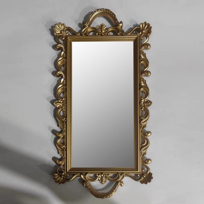 TRAY,  WITH MIRROR,  PLASTIC, GOLD, 48x23cm 752-16109