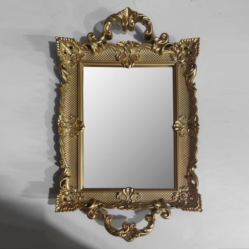 TRAY,  WITH MIRROR,  PLASTIC, GOLD, 38x22cm 752-16110