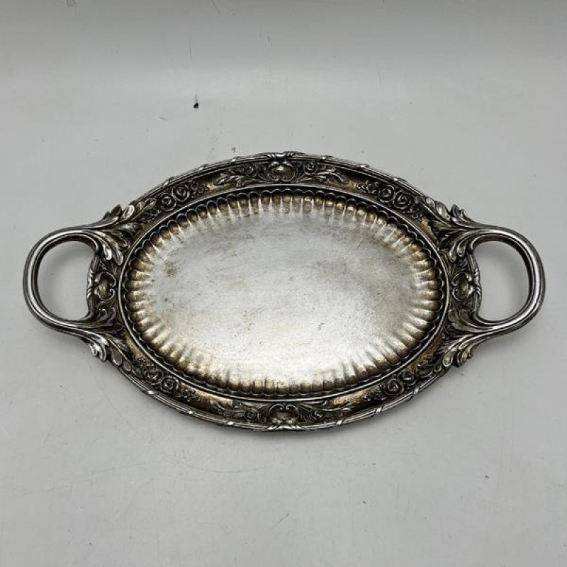 TRAY, POLYRESIN, SILVER, 34x20x3.5cm 752-16132