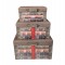 DECORATIVE BOOK BOX, WOODEN, BROWN, PINK, SET 3PCS,  58x35x32, 48x28x25, 38x21x19cm 752-17028