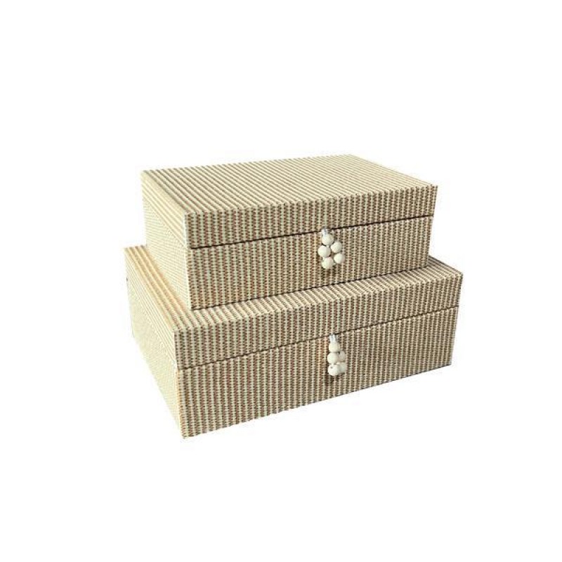 DECORATIVE BOX, WOODEN,BEIGE, SET 2PCS, 26x18x9, 22x14x7cm 752-17029