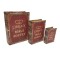 DECORATIVE BOOK BOX, WOODEN, RED, SET 3PCS,  30x21.5x6 , 23x17x4.5, 16x11x3cm 752-17040