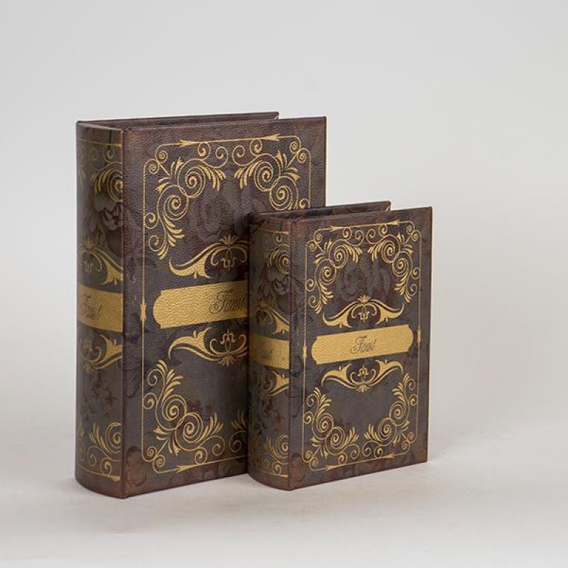 DECORATIVE BOOK BOX, WOODEN, BROWN,   SET 2PCS,  19x7x27cm 752-17050