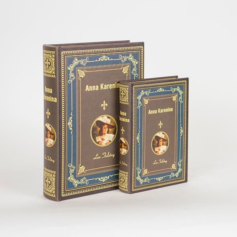 DECORATIVE BOOK BOX, WOODEN, BROWN & BLUE , SET 2PCS, 27x5x19cm 752-17056