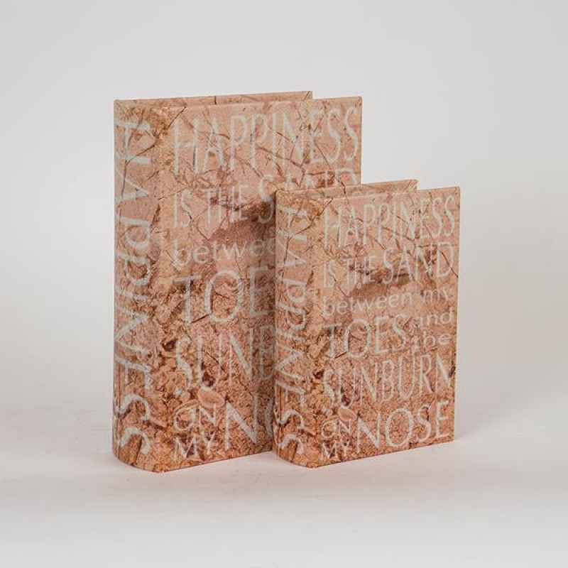 DECORATIVE BOOK BOX, WOODEN, LIGHT RED, SET 2PCS,  19x7x27cm 752-17060
