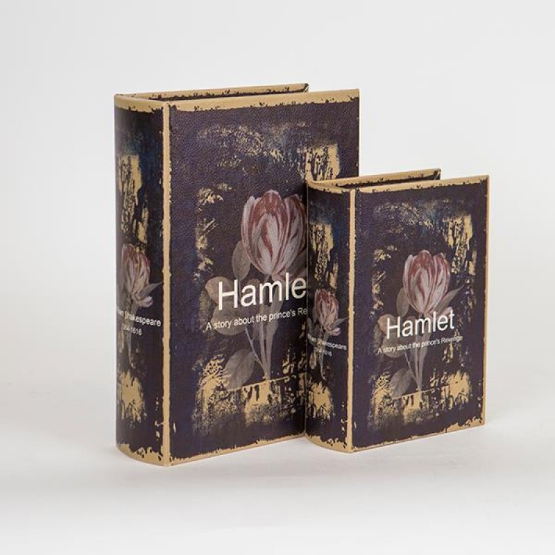 DECORATIVE BOOK BOX, WOODEN, BLACK, SET 2PCS,  19x7x27cm 752-17064