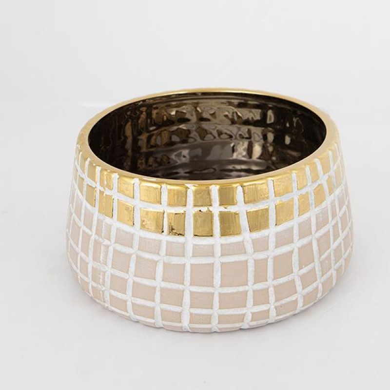 ПОТ ЗЛАТИСТ И БЕЖОВ 23X23X11CM ПОТ ЗЛАТИСТ И БЕЖОВ 23X23X11CM