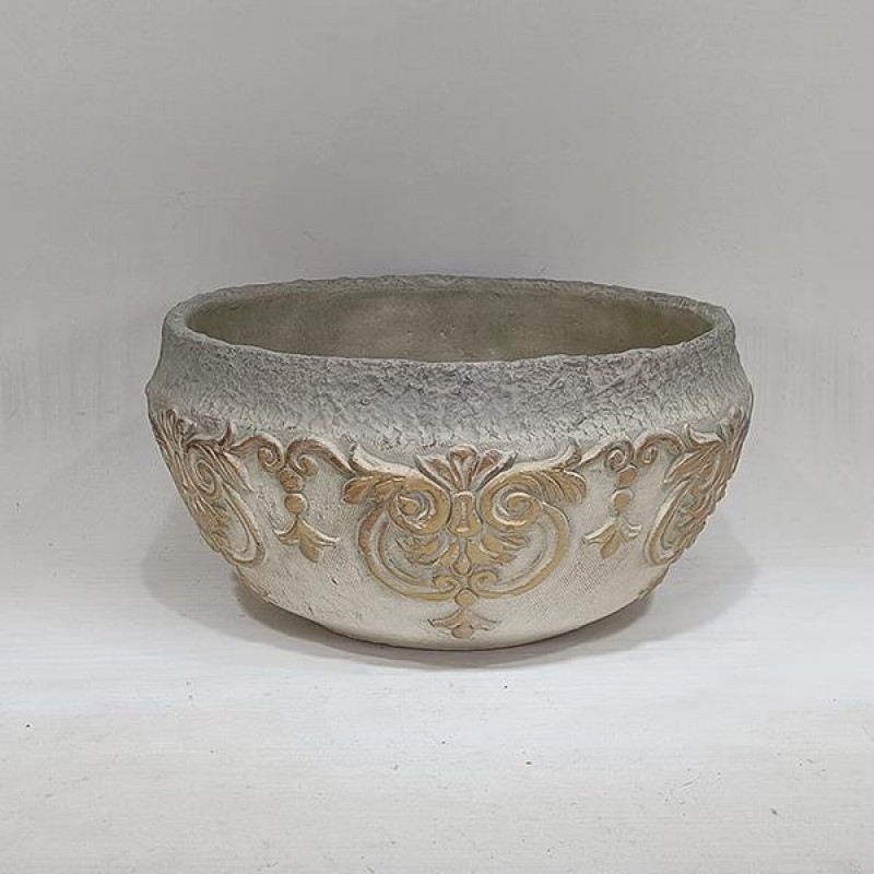 ЦЕМЕНТОВА ПОТ С БЕЖОВ ЦВЯТ 25X25X13.5CM