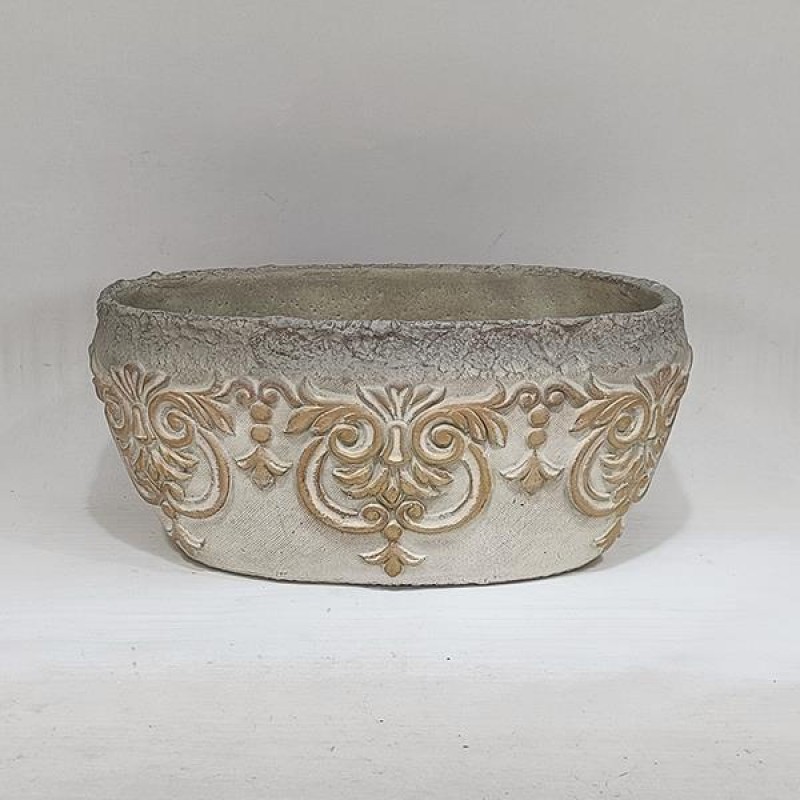 БЕТОНОВА ПОТ С БЕЖОВ ЦВЯТ 26X16X12 СМ