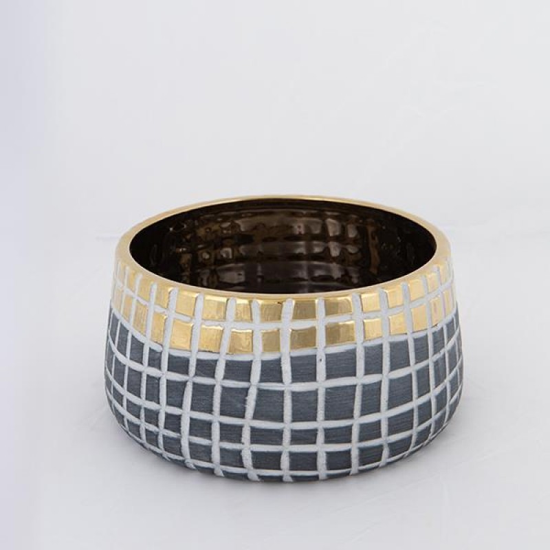 POT, CERAMIC, GREY-SILVER, 23x23x11cm 752-18068