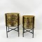 POT, SET 2PCS, BLACK & GOLD, METALIC STAND, L:30x30x46 ,S:25x25x41 752-18095
