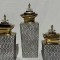 VASE WITH TOP, CERAMIC, GREY & GOLD,  14.5x10x44cm 752-20085