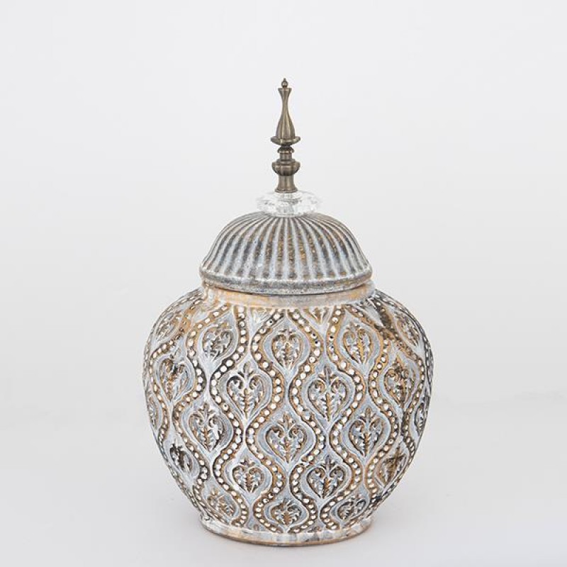 VASE WITH TOP, CERAMIC, GREY, 16x23x35cm 752-20108