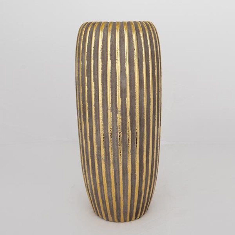 VASE, CERAMIC, BROWN & GOLD, 17.5x17.5x39.5cm 752-20120