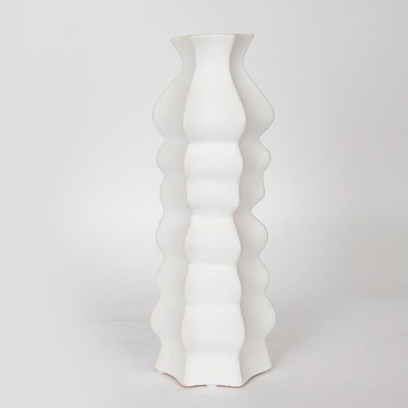 VASE, CERAMIC, WHITE, 12x10.5x32cm 752-20144