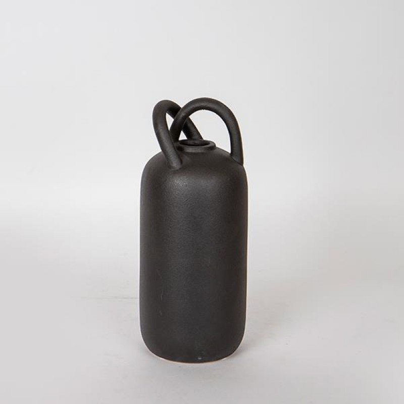 VASE, CERAMIC, BLACK,  11.5x11x27.5cm 752-20162