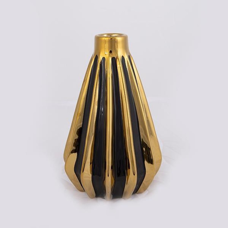 VASE, CERAMIC, BLACK-GOLD 15.5x15.5x23cm 752-20190