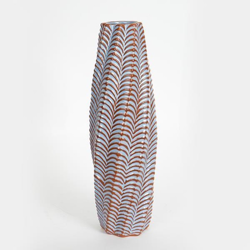 VASE, CERAMIC,TERRACOTA & BLUE,11,4x11,4x36,9cm 752-20217