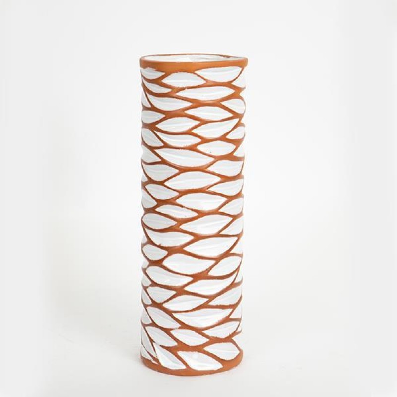 VASE, CERAMIC,TERRACOTA & WHITE, 10.9x10.9x31,7cm 752-20221 VASE, CERAMIC,TERRACOTA & WHITE, 10.9x10.9x31,7cm 752-20221