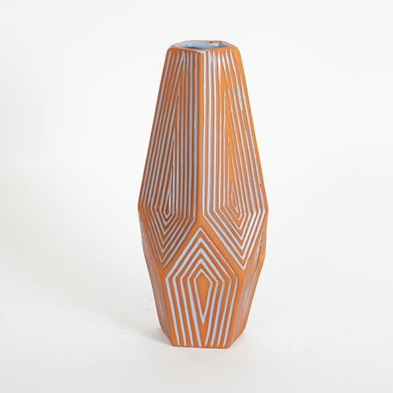 VASE, CERAMIC,TERRACOTA & LIGHT BLUE 752-20244 VASE, CERAMIC,TERRACOTA & LIGHT BLUE 752-20244