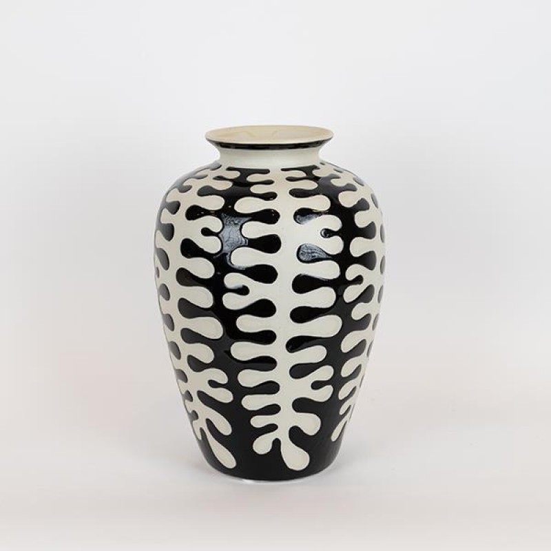 VASE, CERAMIC, BEIGE & BLACK, 20x20x31cm 752-20253